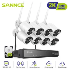 SANNCE Wireless 3MP Security Camera System Audio Recording 2TB 10CH 5MP NVR IP66