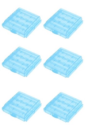 6 x Aufbewahrungsbox Transportbox für Mignon oder Micro Batterien/ Akkus BLAU