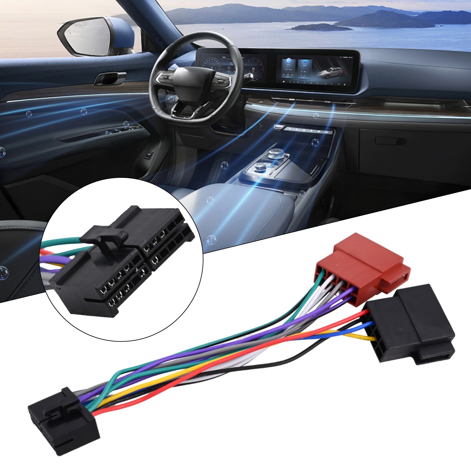 Reliable Car Audio Wiring Harness for 20 pin Radio Connector ISO Split Cable