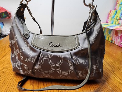 Coach Signature Ashley Dotted OP Art Convertible Hobo Crossbody