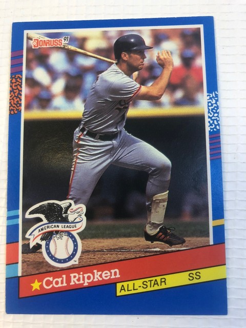 CAL RIPKEN JR 1991 DONRUSS ALL STAR CARD Ss 52 Baseball MLB Leaf 1990 CAL RIPKEN JR 1991 DONRUSS ALL STAR CARD Ss 52 Baseball MLB Leaf 1990