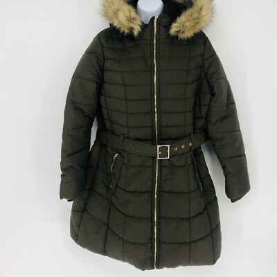 Karl Lagerfeld Paris Green Faux Fur Quilted Parka Jacket Estimated