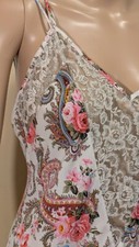 Vtg Victoria's Secret Chemise Sz M Paisley Floral Lacy Bodice Gold label 90's