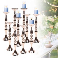 10pcs Gold For Wedding Candle Holder Flower Stand Vase Rack Centerpieces Decor