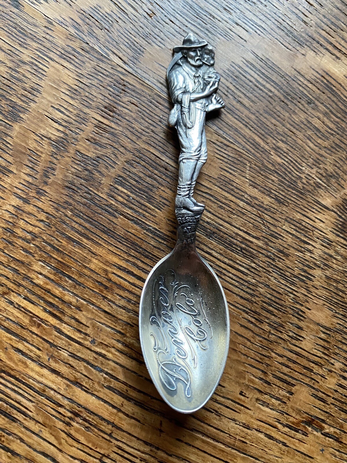 Figural GOLD MINER Double Sided Sterling Souvenir Spoon Denver Colorado
