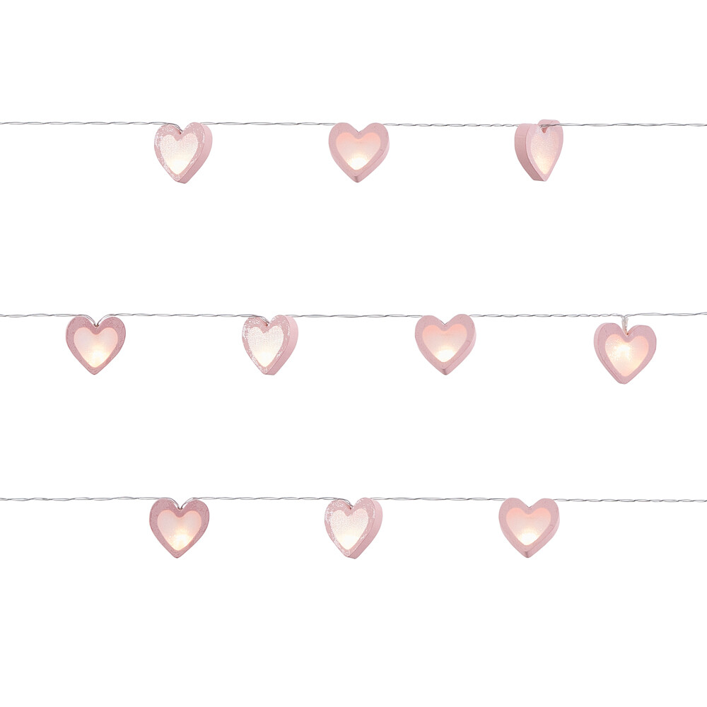 Litecraft Glow Hearts Wooden Children's Integrated LED String Light - Pink