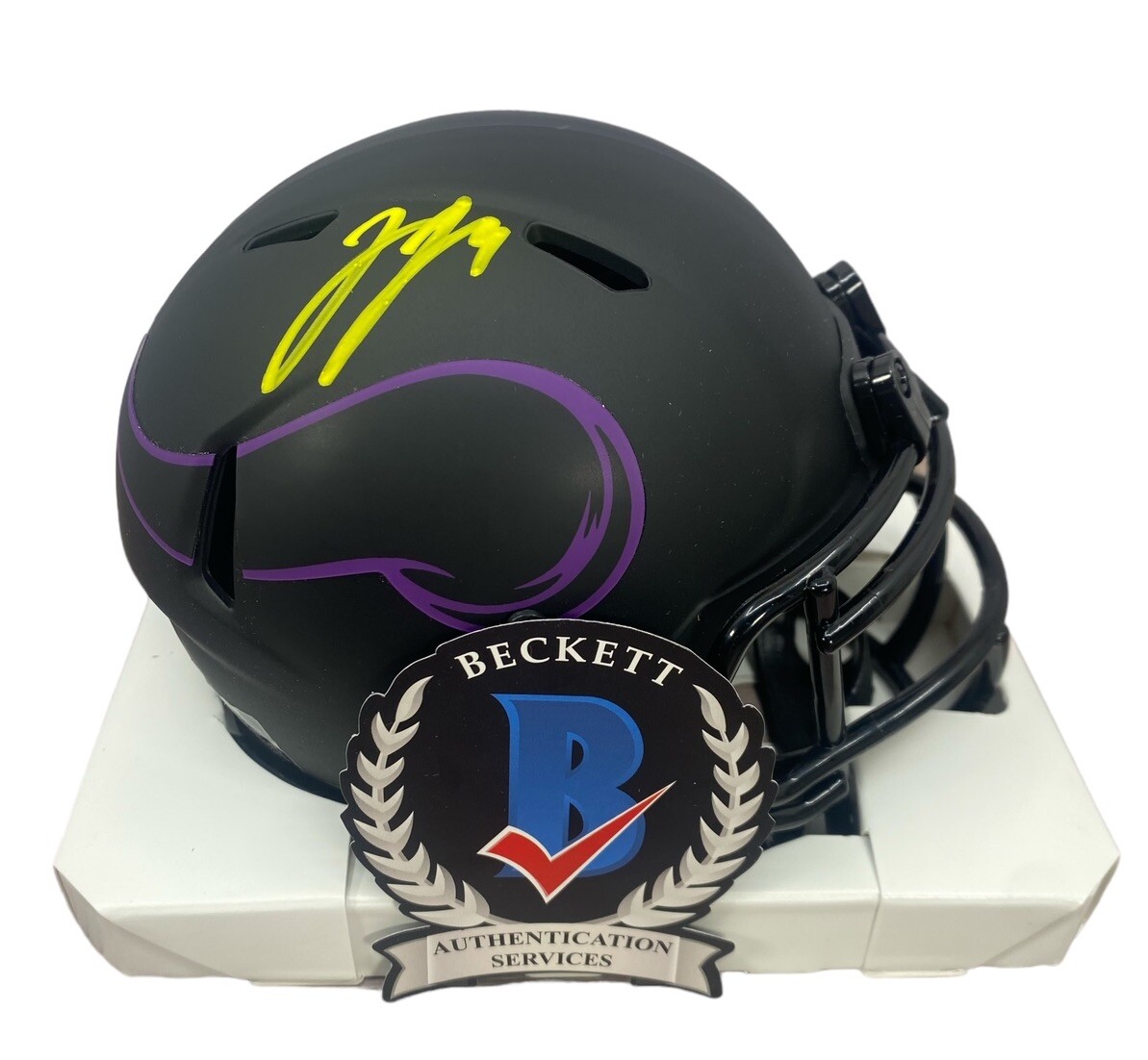 JJ McCarthy Autographed Signed Minnesota Vikings ECLIPSE MINI HELMET BECKETT COA 5 