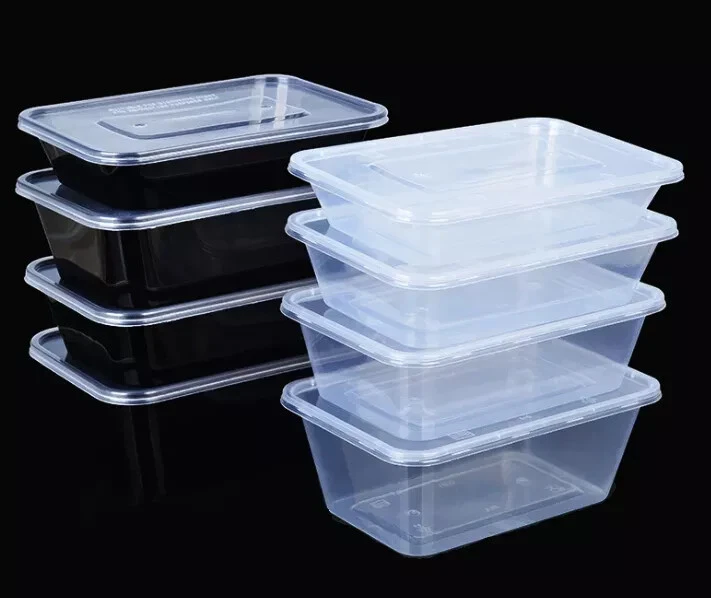 4Pcs Clear Rectangular Disposable Plastic Food Container Lunch