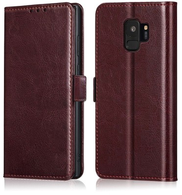 Brown For Samsung Galaxy S9/S9 Plus Leather Phone Case Pocket Wallet Flip Cover