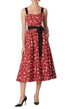 Carolina Herrera Sweetheart A-Line Dress Roses Black Straps Fancy High Quality