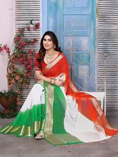 Women'S Organza Jacquard Border Saree With Unstitched Blouse Piece