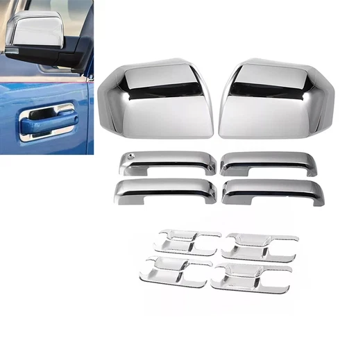 For 2015-2020 Ford F150 Chrome Mirror Covers + 4 Door Handle + Bowl Plate Covers