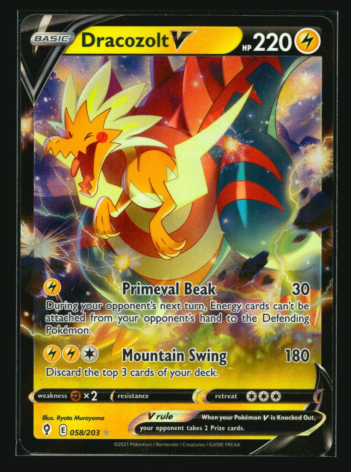 Dracozolt V - 058/203 Evolving Skies Ultra Rare Pokemon - NM