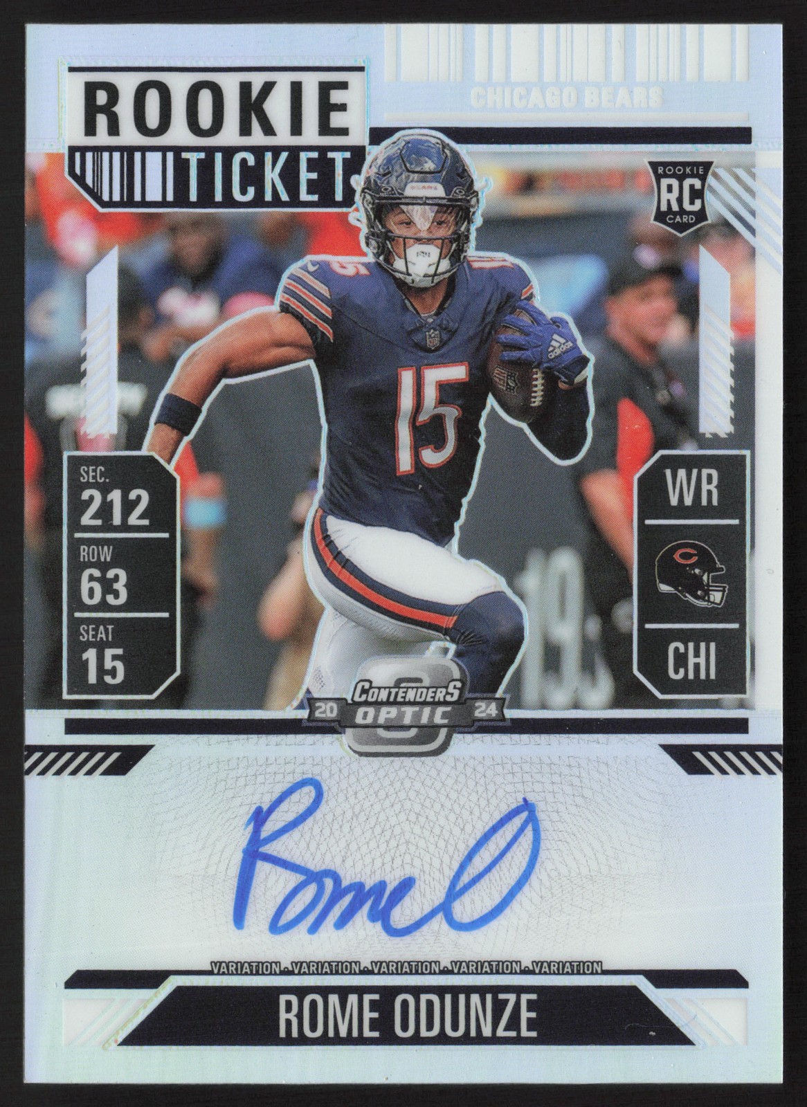 Rome Odunze 2024 Contenders Optic Silver Variation Autograph #104