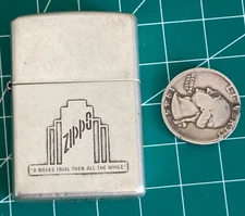 1998 Vintage Zippo LIGHTER A Weeks Trial Then All The While Silver Plated A XIV