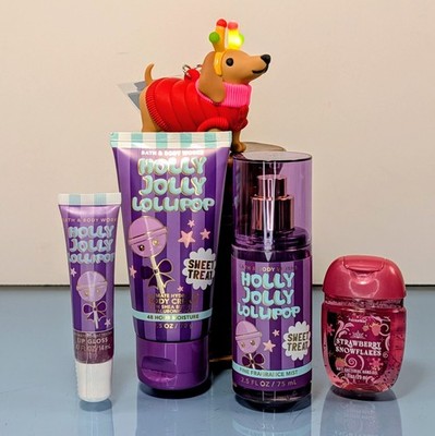 5 Pc Holly Jolly Lollipop Bath & Body Works Dachshund Pocketbac Mist Lip Gloss