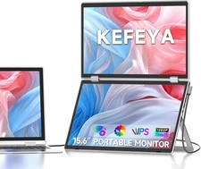 KEFEYA 15.6" Dual Portable Monitor - FHD Foldable Laptop Screen Extender M2