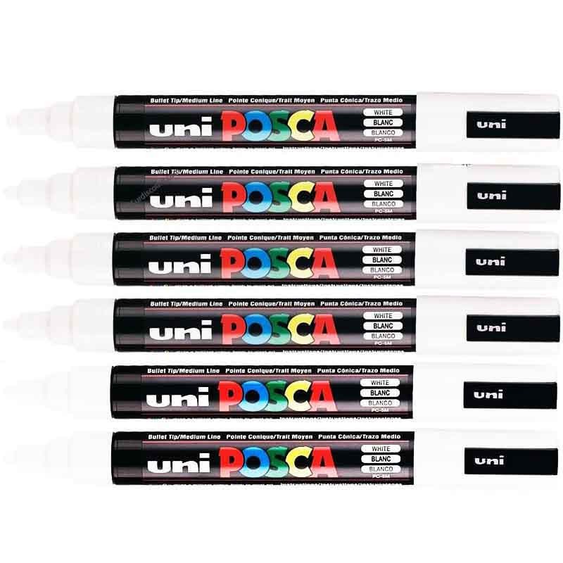 Feutre Posca PC-5M blanc pointe conique moyenne lot de 6 pour artistes exigeants