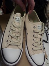 Image of GENUINE RADLEY London Canvas Trainers Stamped Logo, Natural, UK 6 New IN BOX