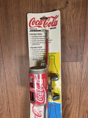 VINTAGE 1995 Coca Cola Can Fishing Rod & Reel By Johnson New In