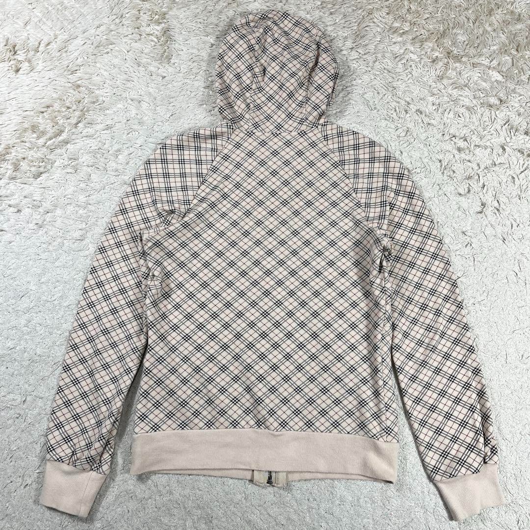 Burberry Blue Label Logo Embroidered Hoodie Zipper Nova Check