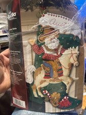 Plaid Bucilla Felt Christmas Cowboy Santa 18" Stocking Kit 85468 Read