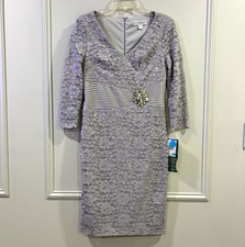 Jackie Jon New York Petite 6 Gray Lace Dress Sequin Polyester Spandex