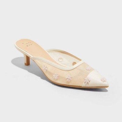Women Delilah Embellished Floral Mule Heels - A
