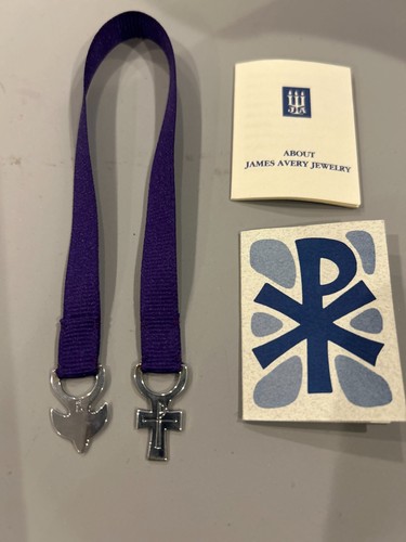 James Avery Purple Ribbon Sterling Silver 925 Bookmark Cross Dove RETIRED in Box