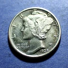 1929 Mercury Dime  Borderline Uncirculated details