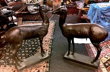 Antique Pair Of Pompeian Bronze Deer Italy.