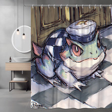 Anime Frog Shower Curtain Cute Cartoon Animal Print