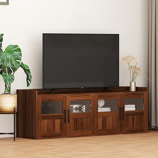 For Tvs Up To 70" Tall Entertainment Center W/ Storage &glas