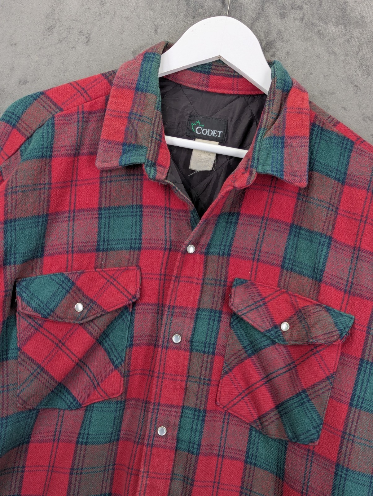 Vintage Codet Lumberjack Shirt Jacket  Size Large Relaxed Tall Long Flannel USA image 2