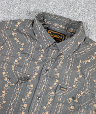 Howler Bros H Bar B Snapshirt Mens Small Antique Black Hibiscus Ribbons Western