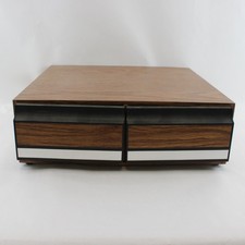 Vintage 80s Faux Wood Grain 2 Drawer VHS Tape Storage Cabinet Case Video Retro