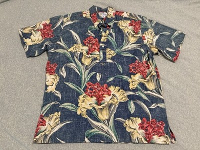 Reyn Spooner Half Button Up Hawaiian Shirt Floral Mens XL