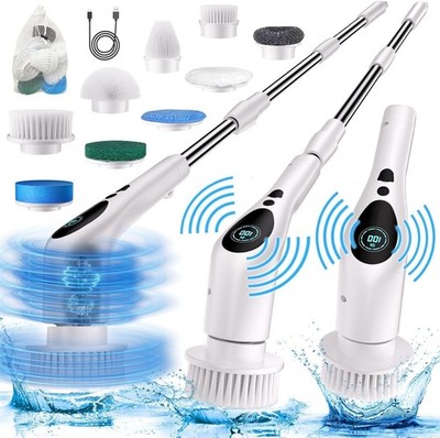 Electric Spin Scrubber, Electric Spin Cordless Tub and Tile Scrubber with Voice