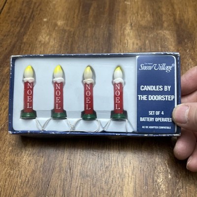 Department 56 Snow Village Candles By The Doorstep Set of 4 Light Up Noel 5206-0