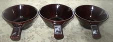 Marcrest Daisy Dot Brown Stoneware Soup Bowl with Handle 5" SET OF 3