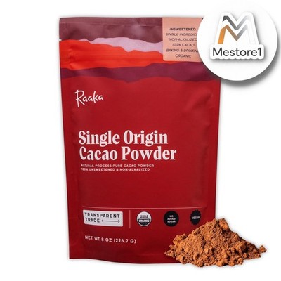 Raaka Chocolate Organic Cacao Powder Unsweetened NonAlkalized 8oz Resealable Bag