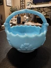 Vintage  Milk Glass BRIDE'S BASKET, Pansy & Bows Imperial Glass (c. 1952-1969)