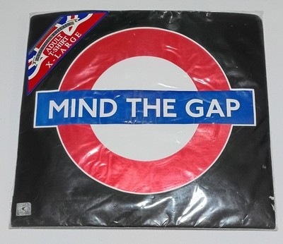 Vintage London Underground Mind The Gap Shirt Men's XL Black Deadstock NOS NIP