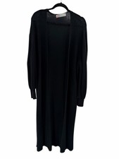 Free People Beach Black Long Knit Open Cardigan Duster Size Large