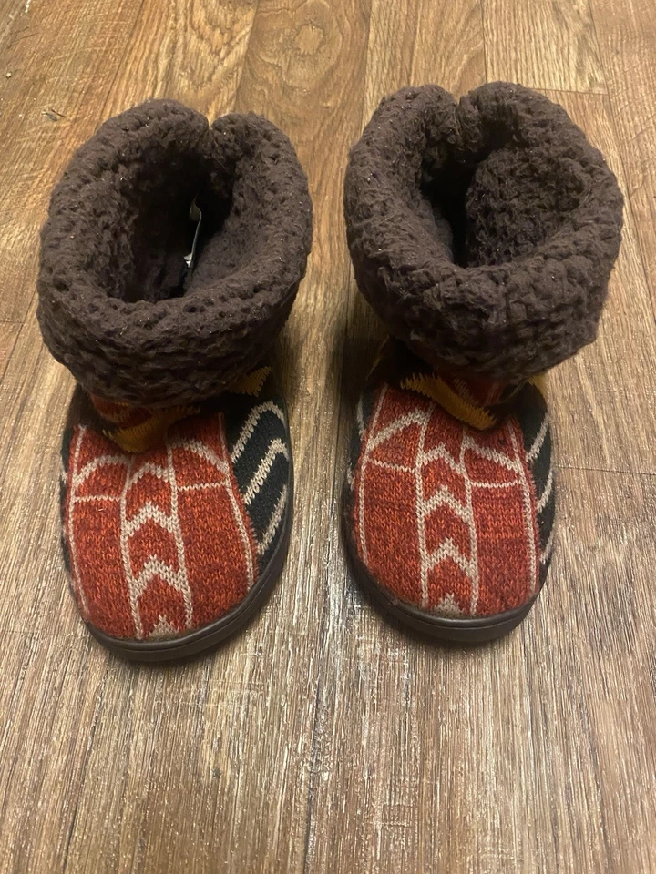 Muk Luks Womens Haven Knit Slipper Shoes Ankle Booties XL 11 12 Aztec Print Fur - Image 2 of 4