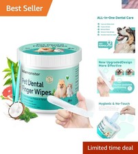 Gentle Pet Dental Finger Wipes for Dogs  Cats - No-Rinse Fresh Breath Solution