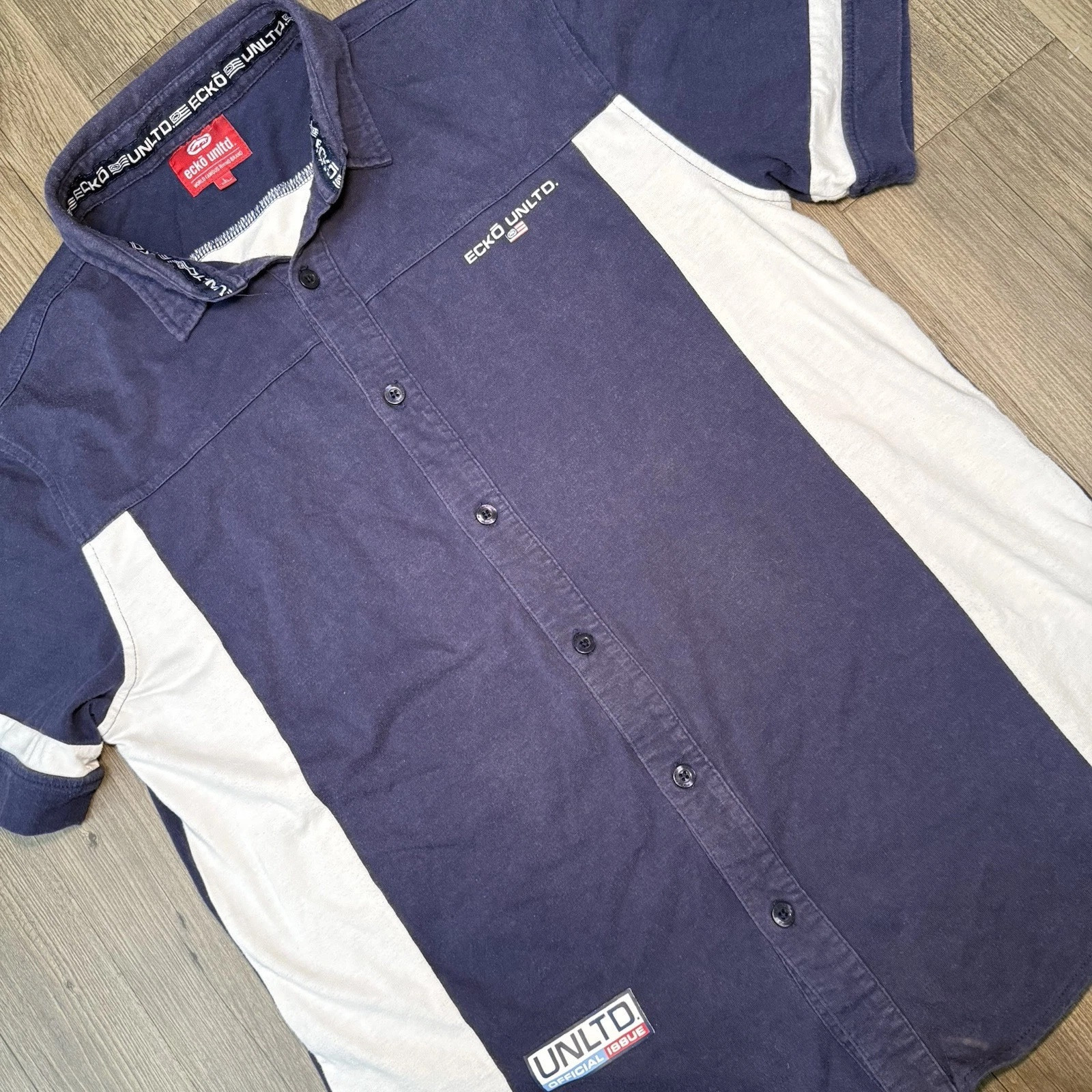 Y2K Ecko Button Up Rhino  American Flag Polo - image 6