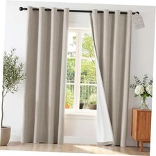 Linen Blackout Curtains 84 Inch Length 2 52"W x 84"L Pack of 2 Natural Linen