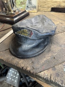 VTG Indian  Motorcycle Rider Captains Hat Cap Leather  w/ Patch Scout 