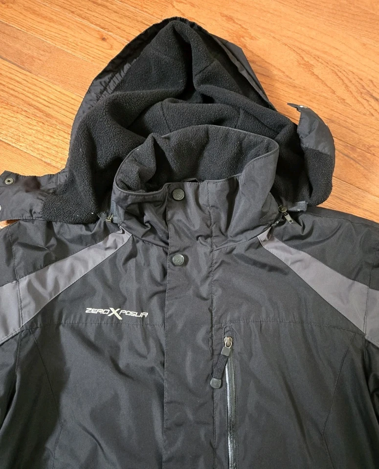Zeroxposure Jacket Men’s Medium Lined HoodFull Zip Outerwear Winter Gray Black - Image 3 of 4
